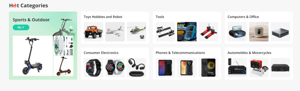 A collage of popular products from various categories available on Banggood.